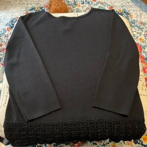 Black Joseph A. Sweater With Crocheted Hem. Size L, Pre-loved condition